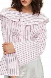 Topshop Stripe Poplin Off the Shoulder Corset Top at Nordstrom